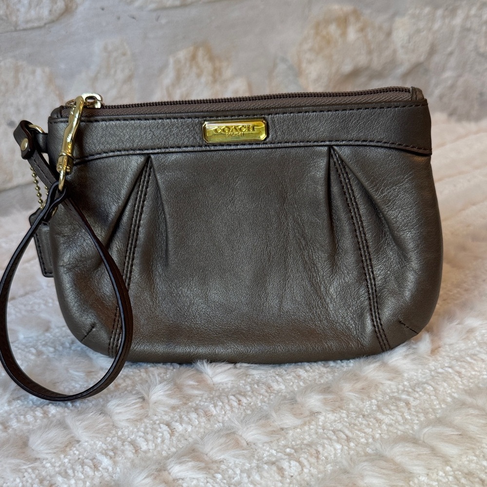 Coach Metallic Champagne Wristlet Clutch